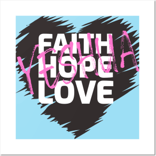 Faith Hope Love Yeshua Heart (Dark) Posters and Art